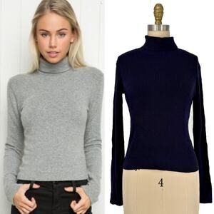 Brandy Melville Ribbed Turtleneck Sweater Top One Size Navy Blue